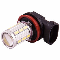 Лампа светодиодная H11 12V 18 SMD + 1 HP диоды, линза Белая Skyway