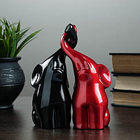 Фигура "Пара слонов" черный + бордовый глянец 7х12х16см