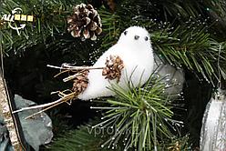 Дизайнерское новогоднее украшение, "Птичка белая", 8 см