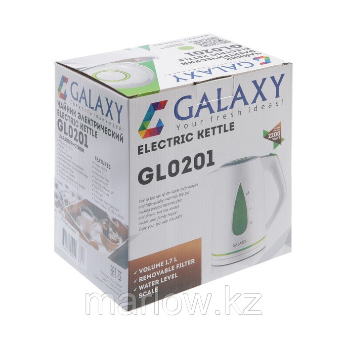 Чайник электрический Galaxy GL 0201, пластик, 1.7 л, 2200 Вт, зелёный - фото 8 - id-p111435033