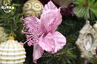 Дизайнерское новогоднее украшение, "Розовый цветок", 15 см
