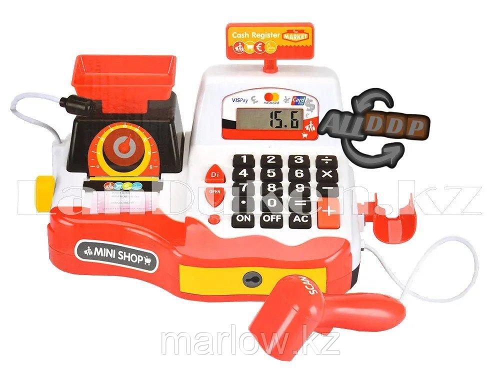 Детский набор кассовый аппарат Cash Register Set светящийся со звуковыми эффектами красный 35535B - фото 4 - id-p111454630