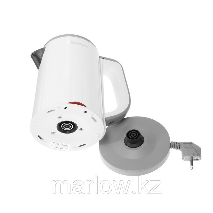 Чайник электрический Sakura SA-2155WG, пластик, колба металл, 1.2 л, 1500-1800 Вт, белый - фото 6 - id-p111435072