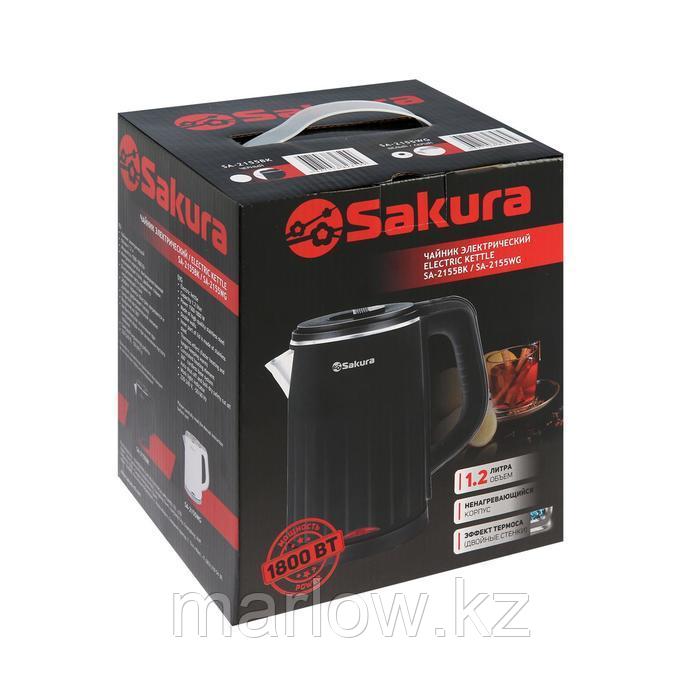 Чайник электрический Sakura SA-2155WG, пластик, колба металл, 1.2 л, 1500-1800 Вт, белый - фото 9 - id-p111435072