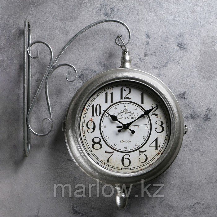 Часы настенные двойные, серия: Садовые, "Молинара", потёртое серебро, d=24 см, 45х37 см - фото 2 - id-p111438865