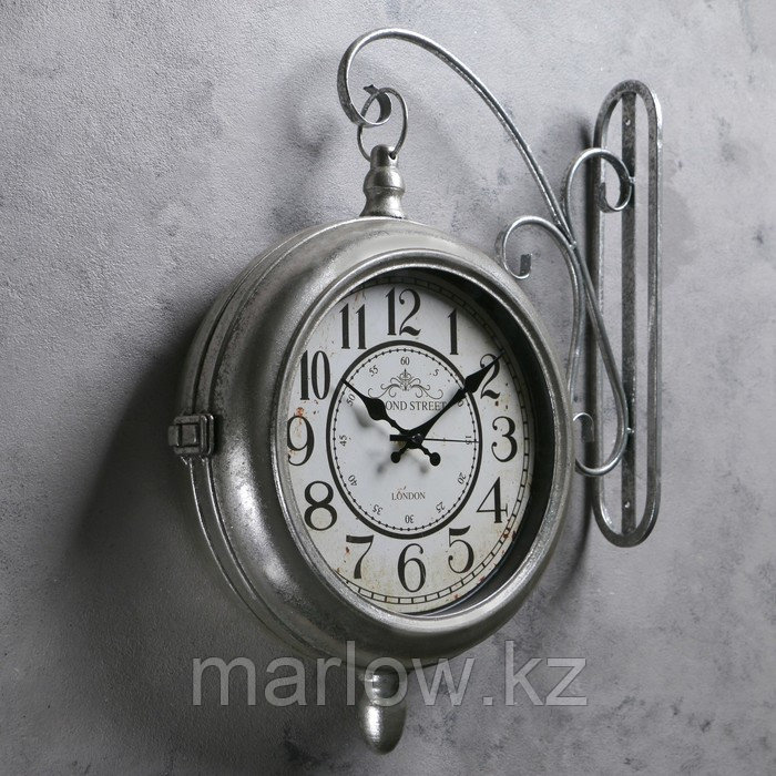 Часы настенные двойные, серия: Садовые, "Молинара", потёртое серебро, d=24 см, 45х37 см - фото 3 - id-p111438865