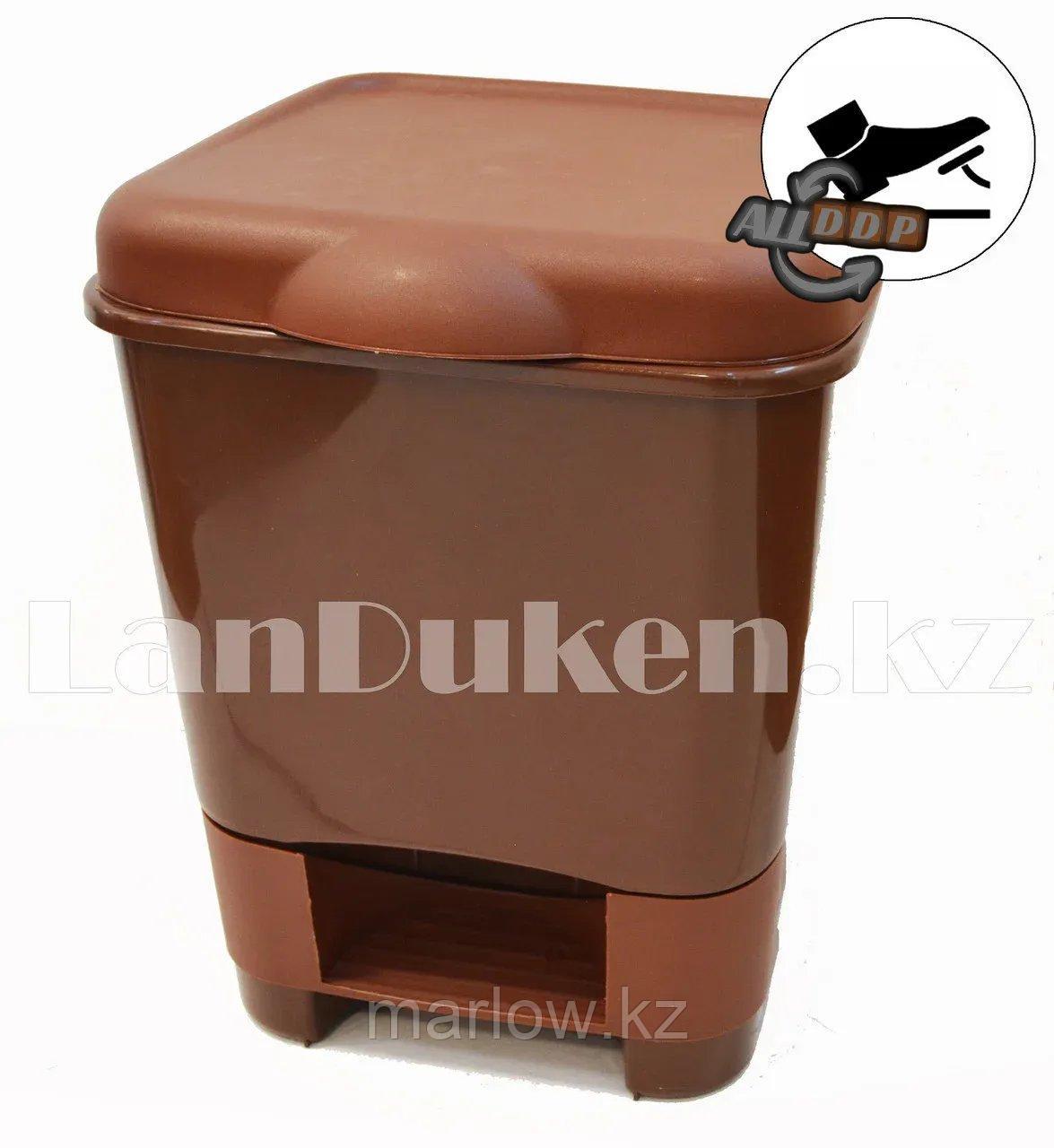 Мусорный контейнер с педалью объем 20 литров ведро мусорное коричневое 42800 (003) - фото 1 - id-p111453701