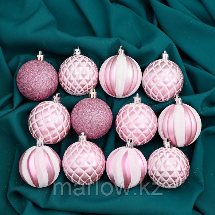 Набор шаров пластик d-6 см, 12 шт "Зефир" розовый - фото 1 - id-p111459658