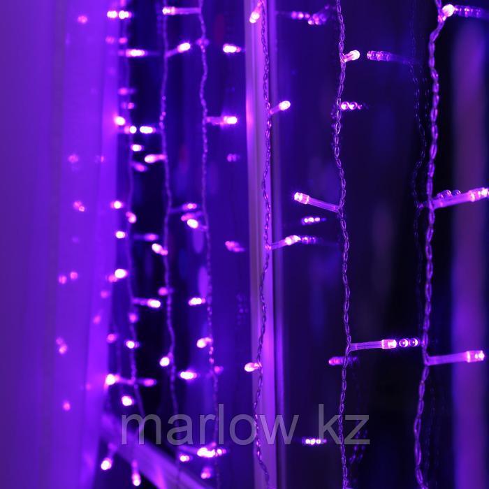 Гирлянда "Занавес" 1.5 х 1 м , IP20, прозрачная нить, 180 LED, свечение фиолетовое, 8 режимов, 220 В ... - фото 3 - id-p111459661