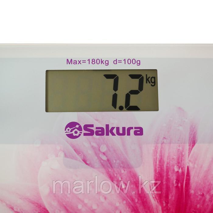 Весы напольные Sakura SA-5072GW, электронные, до 180 кг, 1хCR2032, стекло, "герберы" - фото 3 - id-p111433294