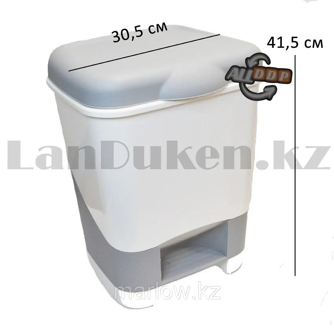 Мусорный контейнер с педалью объем 20 литров ведро мусорное серо-белый 42800 (003) - фото 2 - id-p111453717