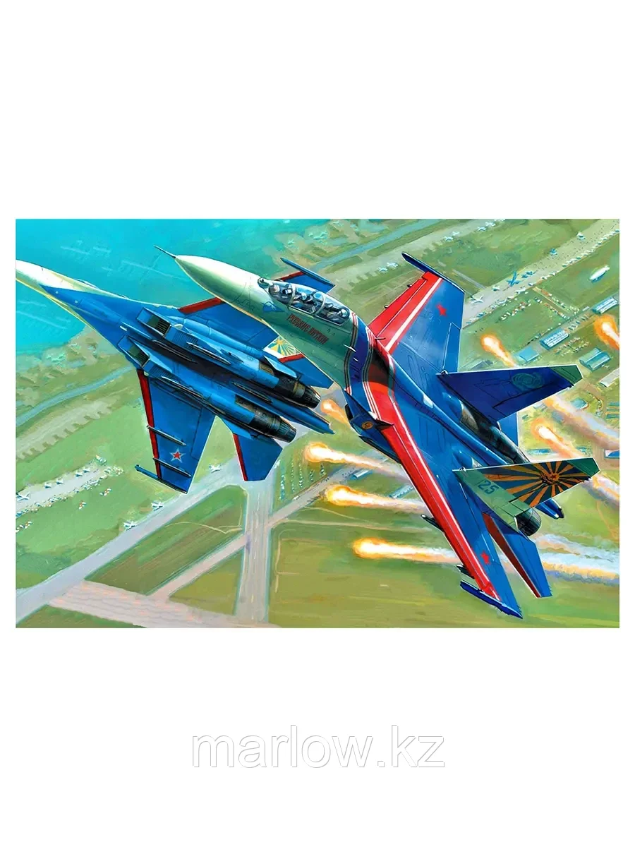 Сборная модель Самолет Су-27УБ Русские витязи 105 дет.7277 Звезда - фото 2 - id-p111444833