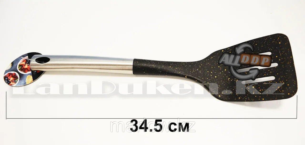Лопатка с ручкой из нержавеющей стали и отверстиями кухонная лопатка (34.5 см) - фото 3 - id-p111453749