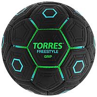 Мяч футбольный TORRES Freestyle Grip, размер 5, 32 панели, PU, ручная сшивка, цвет чёрный/зелёный/го ...