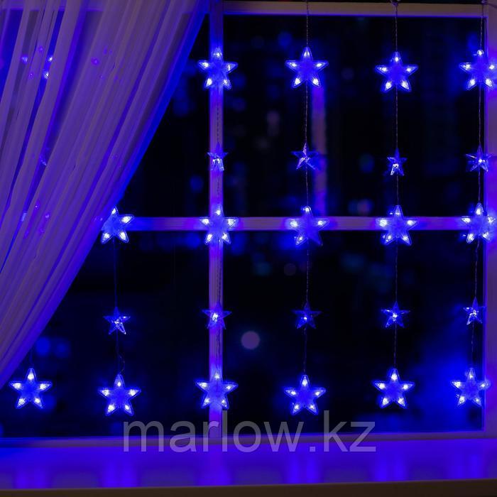 Гирлянда "Бахрома" 2.4 х 0.9 м с насадками "Звёздочки", IP20, прозрачная нить, 186 LED, свечение син ... - фото 1 - id-p111459724