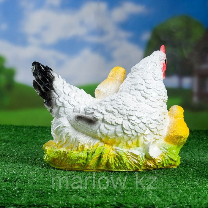 Садовая фигура "Курица наседка с цыплятами" белая 28х21см - фото 3 - id-p111437959