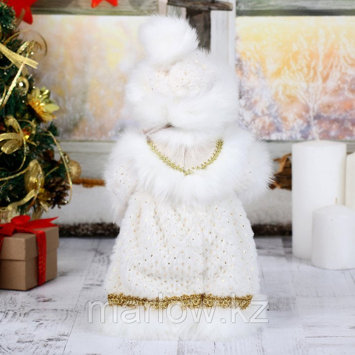Снегурочка "Шик, в бело-золотой шубке и шапке" двигается, 29 см - фото 3 - id-p111459747