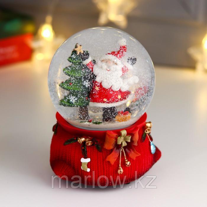 Сувенир полистоун водяной шар музыка "Дед Мороз танцует у ёлочки" d=10 см - фото 2 - id-p111459752