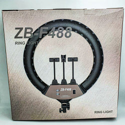 Кольцевая LED лампа ZB-F488 (серая коробка) (3 крепл.тел.) (пульт) 220V (55см)