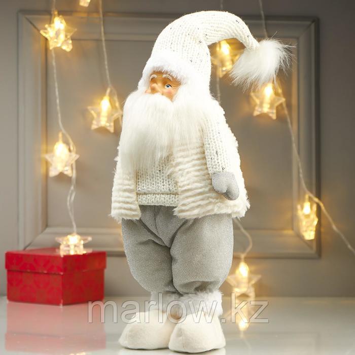 Кукла интерьерная "Дедушка Мороз в зимнем белом наряде и белом колпаке" 48х12х18 см - фото 5 - id-p111459763