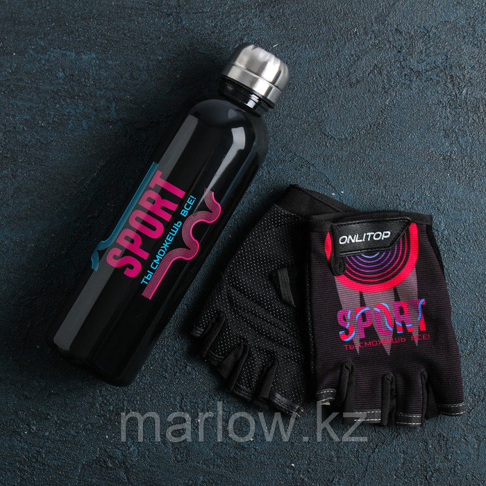 Набор для тренировок «Спорт»: бутылка 600 мл, перчатки р-р L - фото 2 - id-p111433402