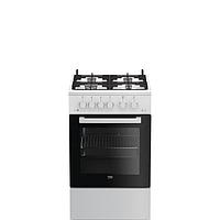 Плита Beko FSGT52115GW, газовая, 4 конфорки, 55 л, газовая духовка, белая