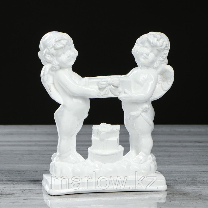 Сувенир "Пара ангелов с подсвечником", 18 см, белый - фото 1 - id-p111439037