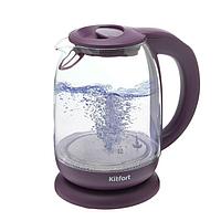 Чайник электрический Kitfort KT-640-5, стекло, 1.7 л, 2200 Вт, подсветка, фиолетовый