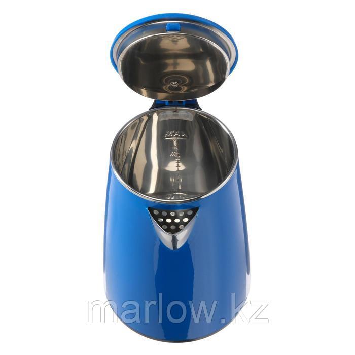Чайник электрический "Добрыня" DO-1235D, пластик, колба металл, 2.8 л, 2200 Вт, синий - фото 4 - id-p111434425