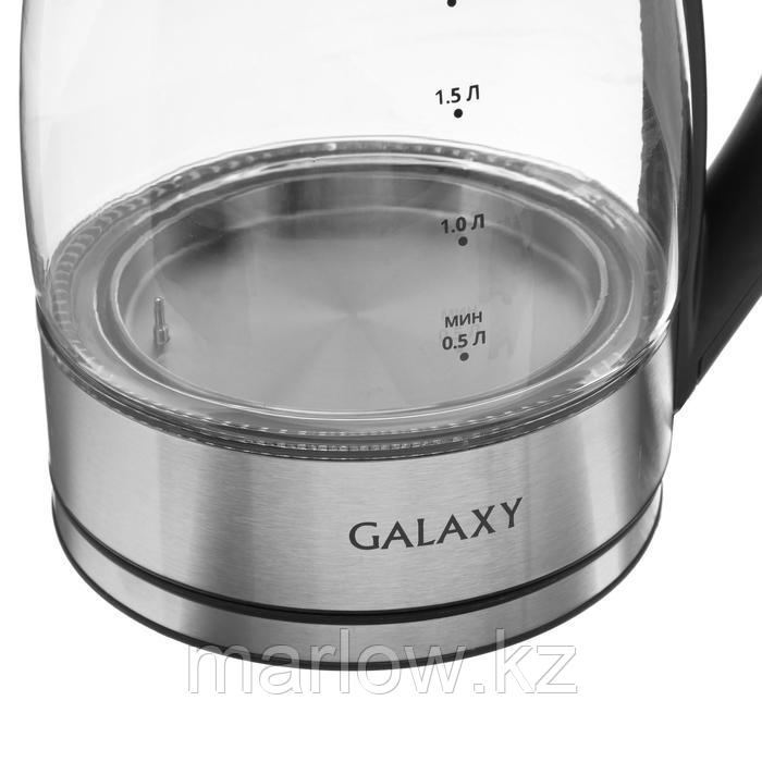 Чайник электрический Galaxy GL 0556, стекло, 1.8 л, 2200 Вт, подсветка, серебристый - фото 4 - id-p111434430