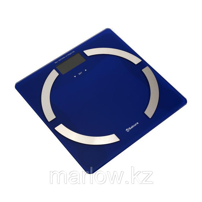Весы напольные Sakura SA-5056, электронные, до 180 кг, 2хААА, стекло, голубые - фото 1 - id-p111433446
