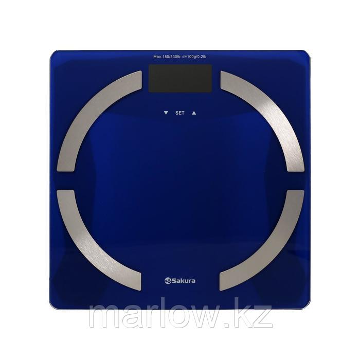 Весы напольные Sakura SA-5056, электронные, до 180 кг, 2хААА, стекло, голубые - фото 2 - id-p111433446