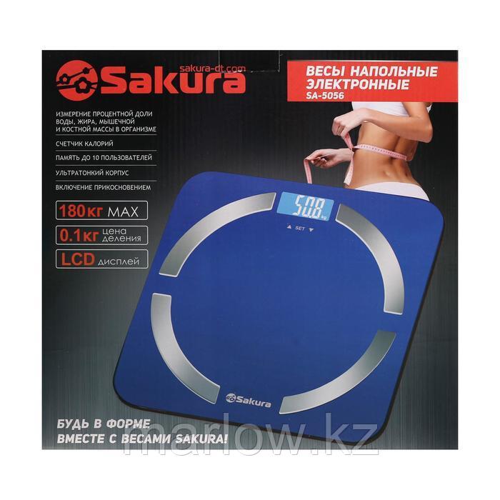 Весы напольные Sakura SA-5056, электронные, до 180 кг, 2хААА, стекло, голубые - фото 6 - id-p111433446