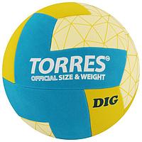 Мяч волейбольный TORRES Dig, размер 5, синтетическая кожа (ТПЕ), клееный, бутиловая камера, горчично ...