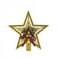 Новогодняя верхушка звезда с бантиком 19 см (золотистая)