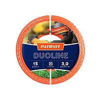 Леска PATRIOT Duoline, d=3 мм, 15 м, скрученный квадрат, двухцветная