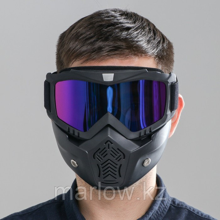 Очки-маска для езды на мототехнике, разборные, стекло хамелеон, черные - фото 4 - id-p111459844
