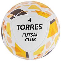 Мяч футзальный TORRES Futsal Club, размер 4, 10 панелей, PU, 4 подкладочных слоя, гибридная сшивка, ...