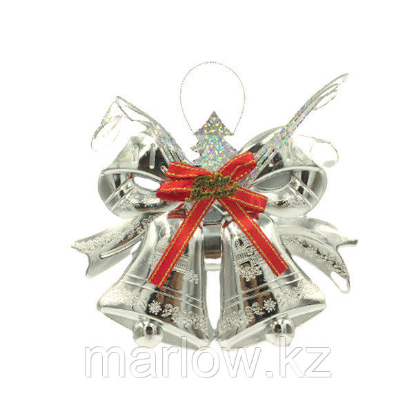 Новогодняя подвеска колокольчики с елкой (серебристый) - фото 1 - id-p111460841