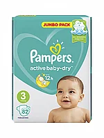 Подгузники Pampers Active Baby-Dry 6 10 кг, размер 3, 82 шт.