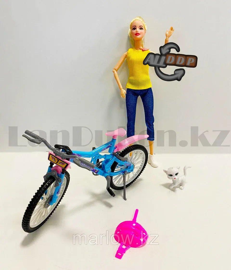 Детский набор кукла с подвижными руками и ногами на велосипеде и с кошкой Miss Gaga - фото 5 - id-p111452909