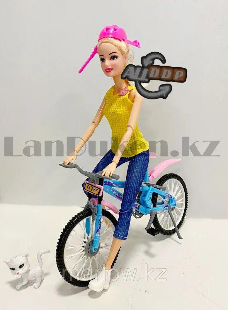Детский набор кукла с подвижными руками и ногами на велосипеде и с кошкой Miss Gaga - фото 9 - id-p111452909