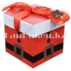Подарочная новогодняя упаковка 10*10 см (маленькая) Костюм Санта Клауса YX-1S