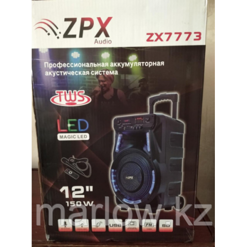 Портативная акустическая система колонка ZPX ZX-7773 на аккумуляторе USB Bluetooth FM 80 Вт - фото 3 - id-p111457917