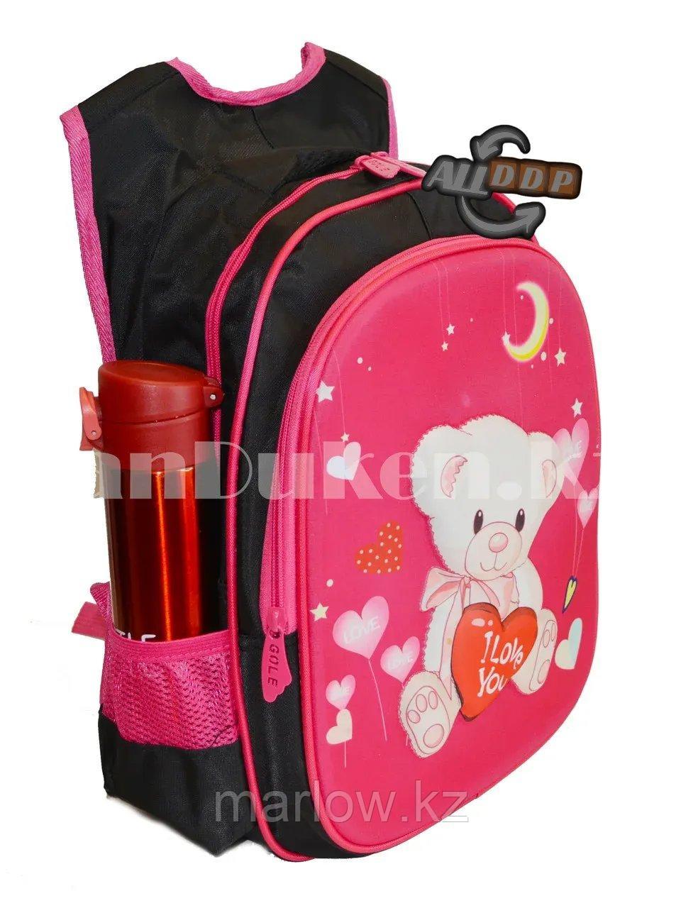 Рюкзак с ортопедической спинкой подростковый Мишка Gole розовый - фото 6 - id-p111453967