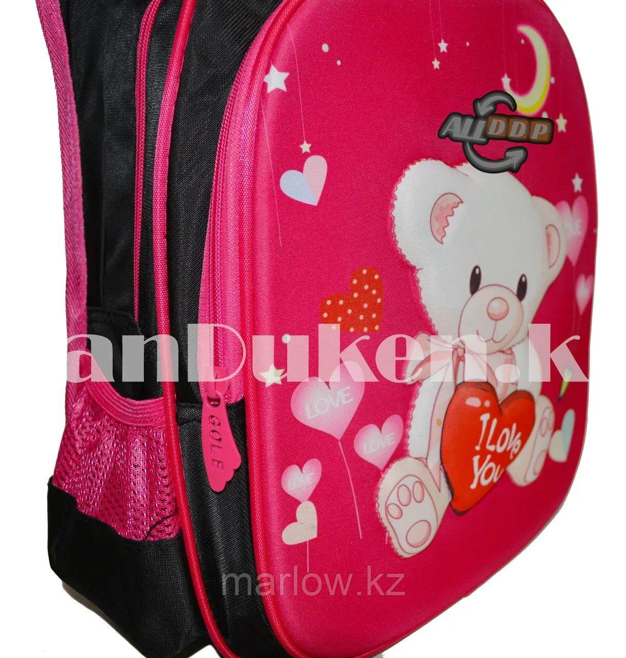 Рюкзак с ортопедической спинкой подростковый Мишка Gole розовый - фото 7 - id-p111453967