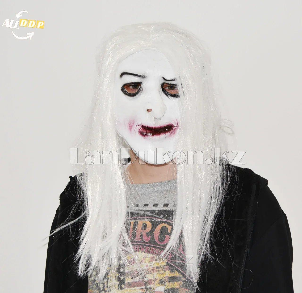 Латексная маска на хэллоуин белое лицо призрака с треснутыми губами 01 - фото 1 - id-p111459921