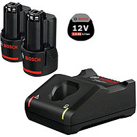 Bosch 1600A019r8 жинағы, 2 GBA 12V 2AH батареялары және GAL 12V-40 зарядтағыш