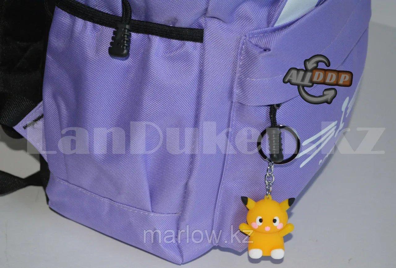 Универсальный школьный рюкзак с пеналом с ушками кошки и брелоком сиреневый - фото 9 - id-p111454020