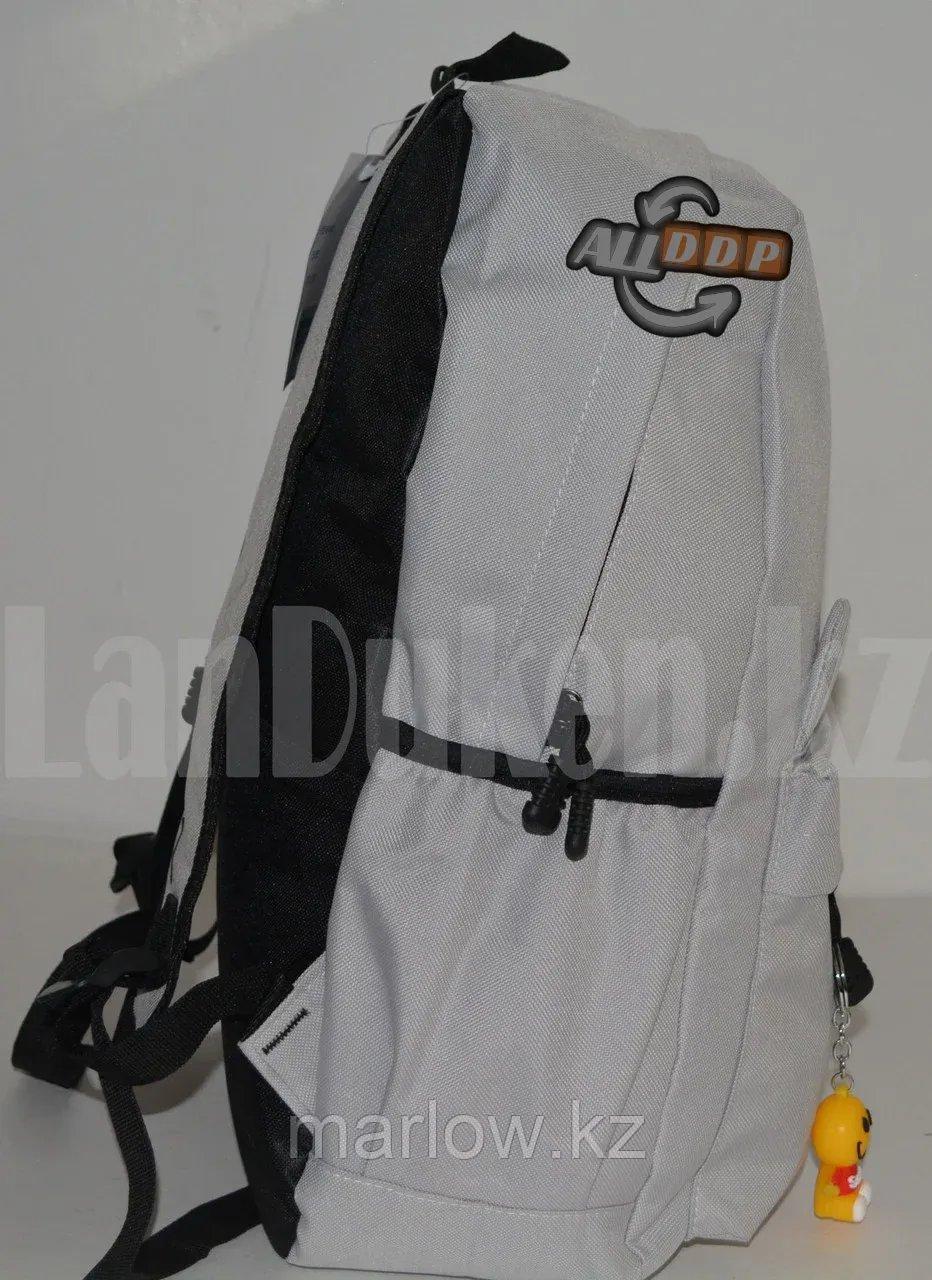 Универсальный школьный рюкзак с пеналом с ушками кошки и брелоком серый - фото 2 - id-p111454023